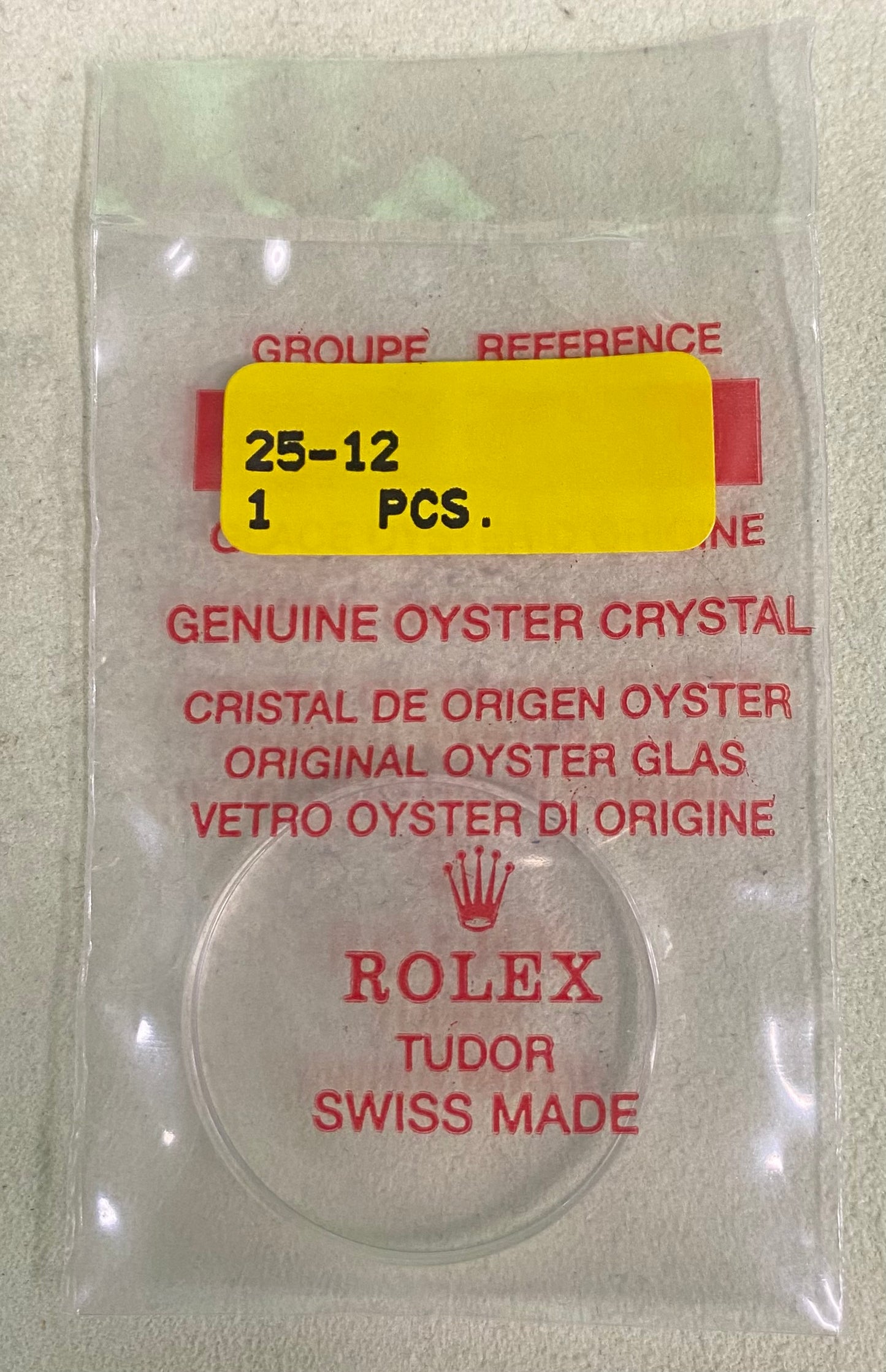 Rolex Crystal Part #25-12 Acrylic