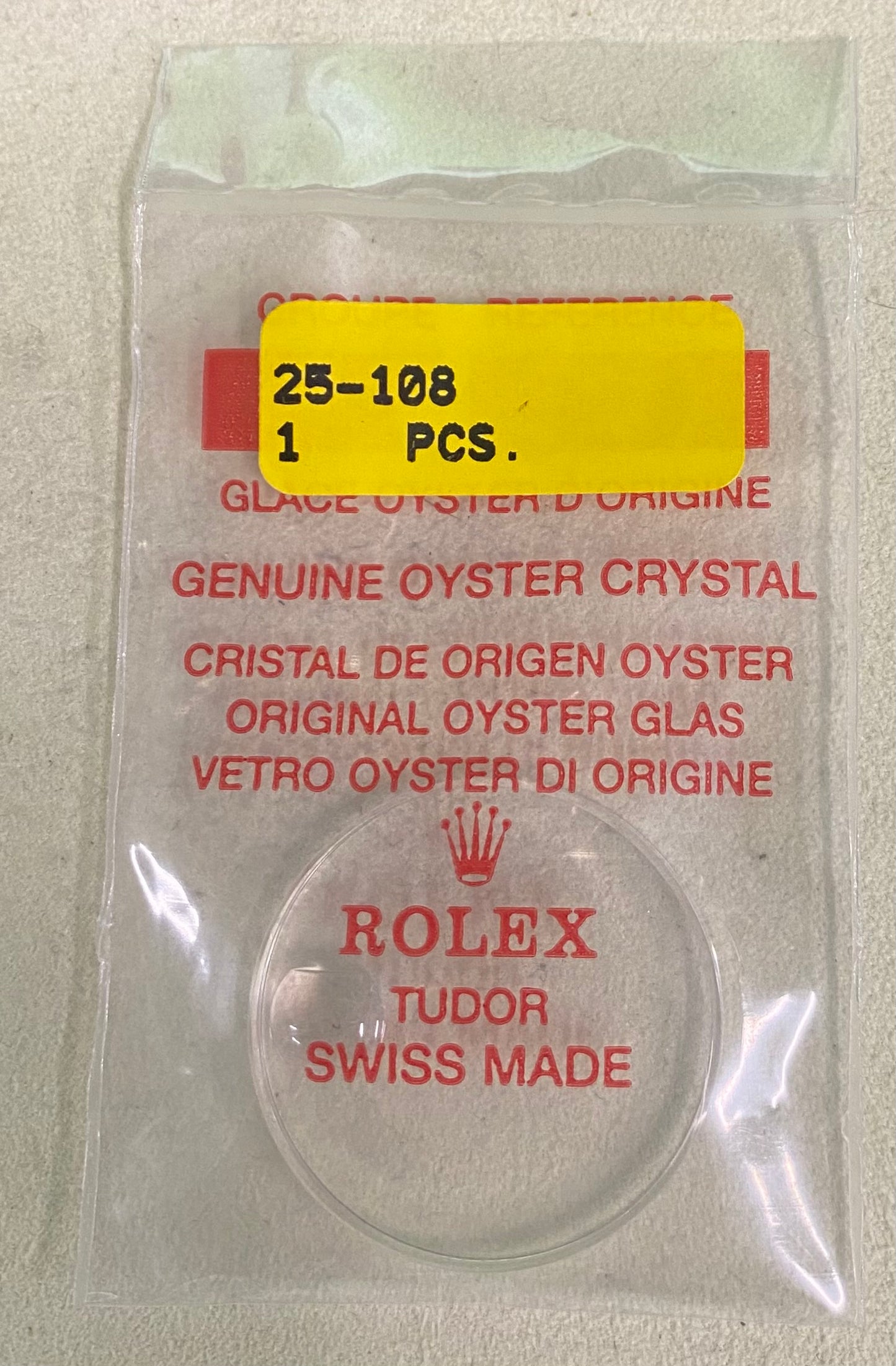 Rolex Crystal Part #25-108 Acrylic