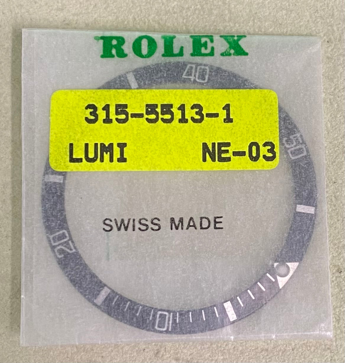 Rolex Blk-Wht Non-Date Submariner Bezel Insert 315-5513-1