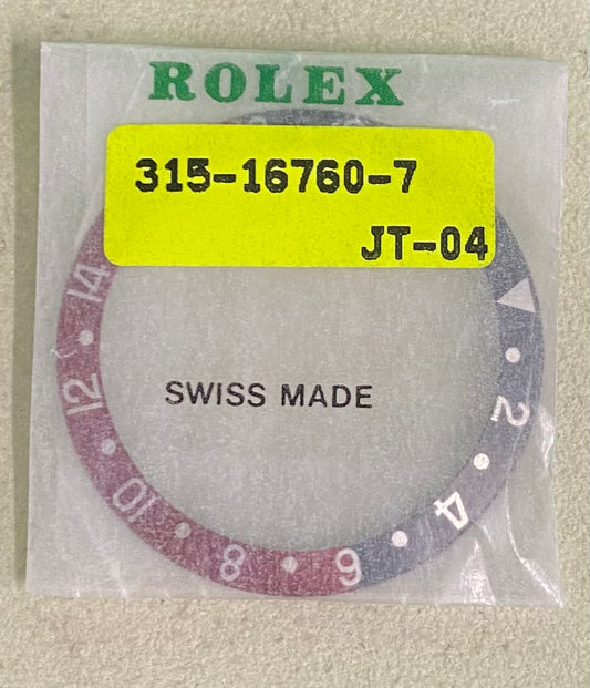 Rolex Non-Date Black/Red Wht 24hr GMT II Bezel Insert 315-16760-17